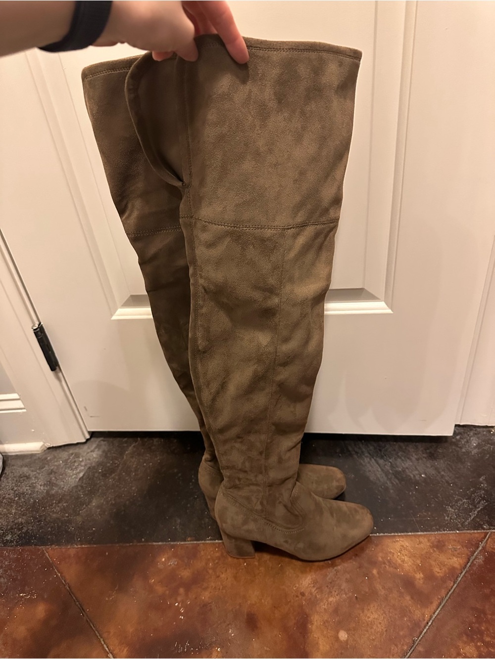 Over-the-Knee Suede Boots in Brown - Women